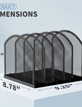 5-Section Vertical Desktop Organizer, 5-Section Mesh File Folder Stand Sorter for Office Home Classroom Organization
