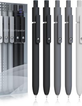 Gel Pens,6 Pcs 0.5mm Fine Point Black Ink Pens With Smooth Writing,Quick Dry Pens For Journaling,Nurse Aesthetic Pens,Office School Supplies for Men Women Student(Black Gray White)